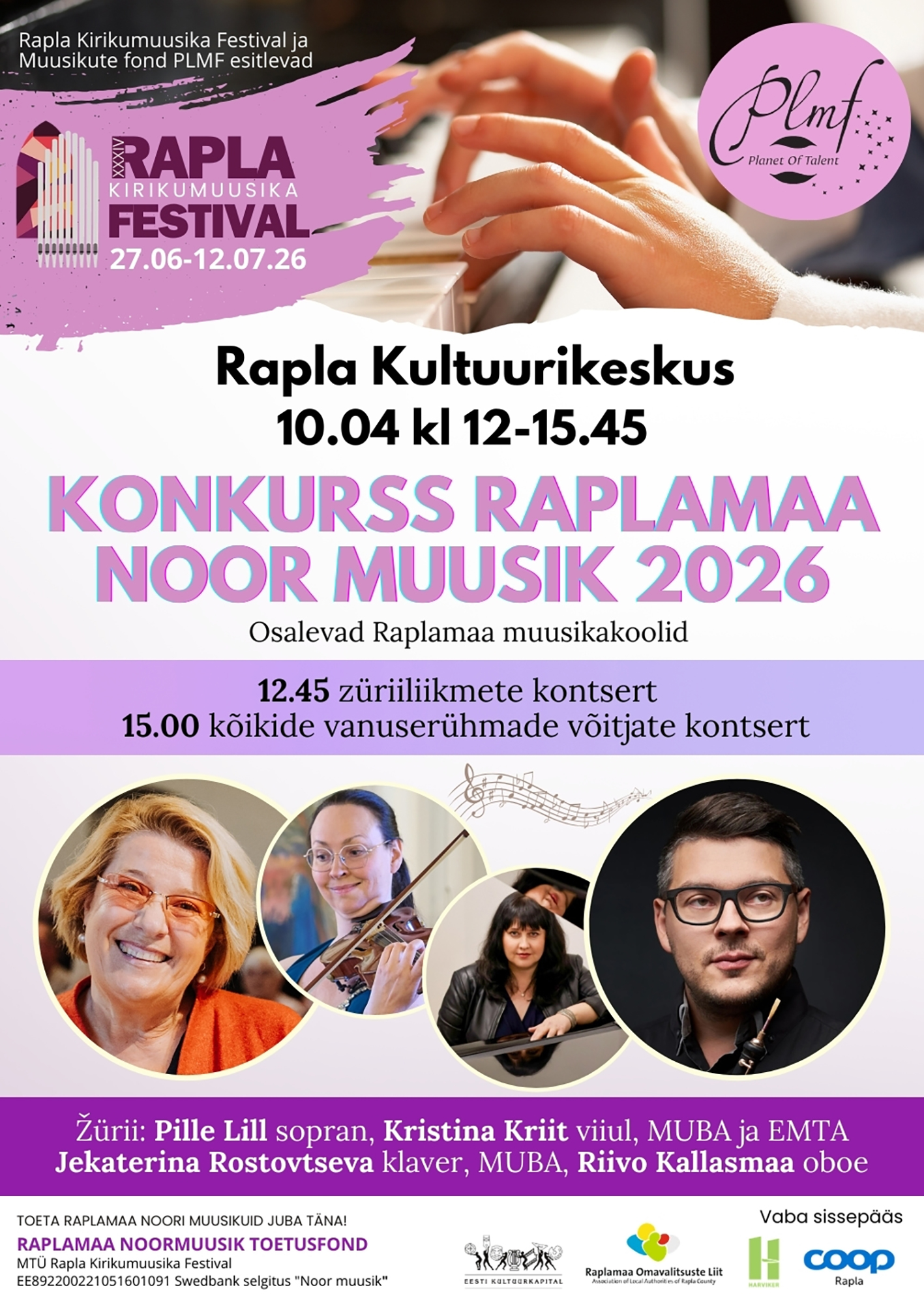 Konkursi Raplamaa Noor Muusik 2026 plakat