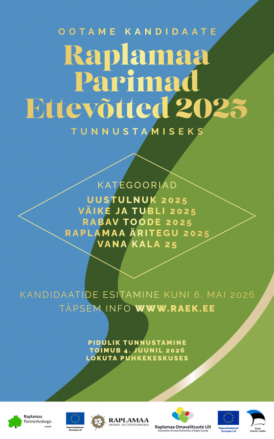 Plakat, mis kutsub üles esitama ettepanekuid Raplamaa Parimate Ettevõtete tunnustamiseks