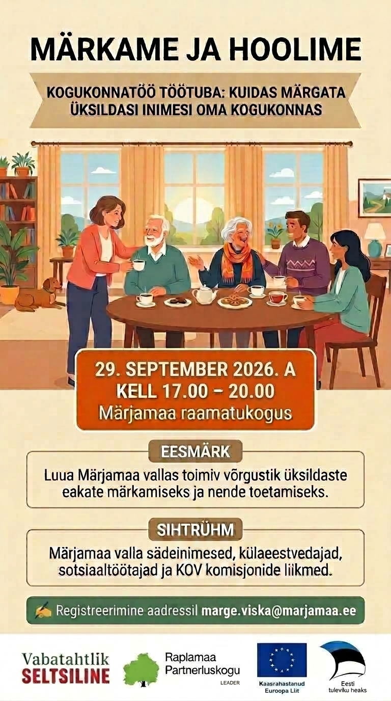 Eakate kogukonnapäev toimub 29. septembril kell 17.00-20.00 Märjamaa raamatukogus